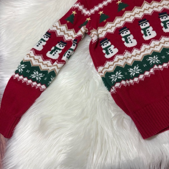 The Children’s Place Red Snowman Fair Isle Quarter Zip Sweater -Boys Size 7/8 - Picture 7 of 15